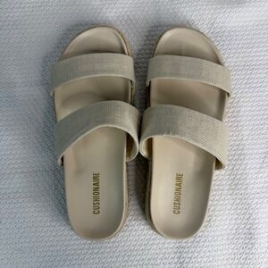 Cushionaire Niles Cream Espadrille Platform Slide Sandals Womens 8.5W Beige